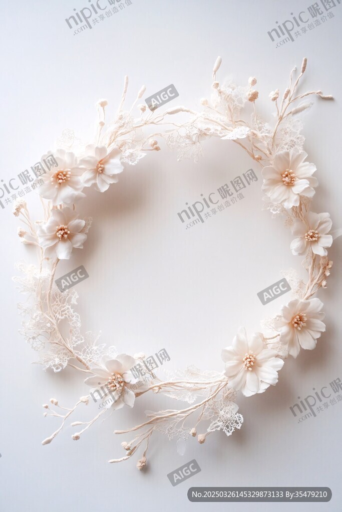 白色花朵手工編織花環(huán)