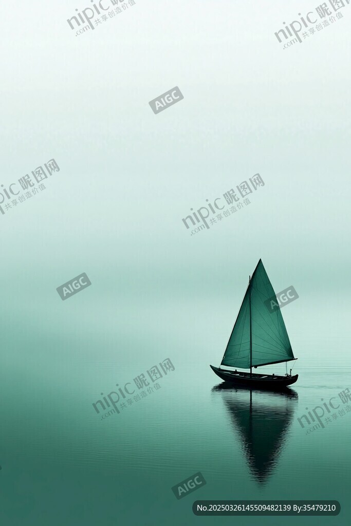 獨舟泛于靜謐湖面