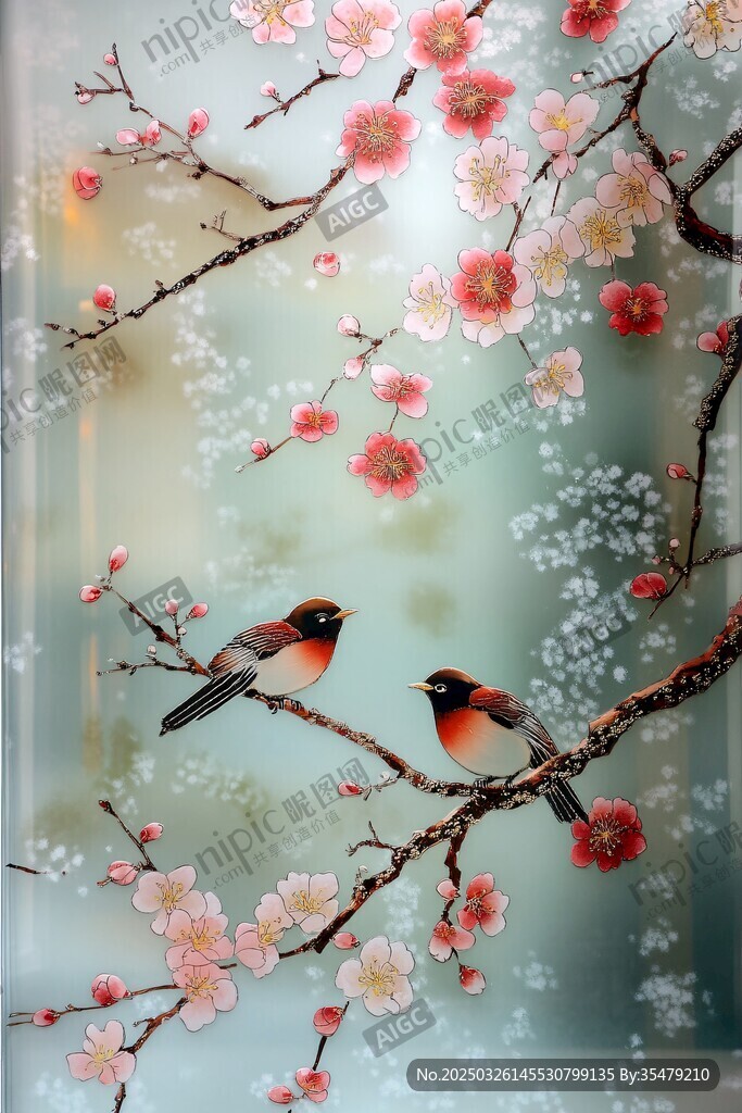 雙鳥棲花圖