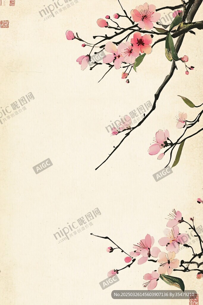 水墨桃花圖