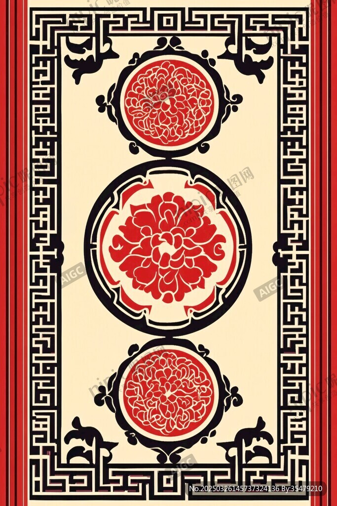 中式傳統(tǒng)花卉邊框圖案