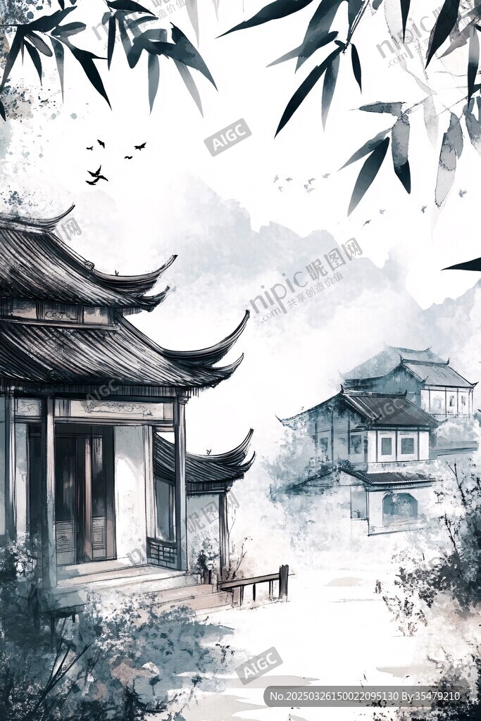水墨江南古宅清幽景致