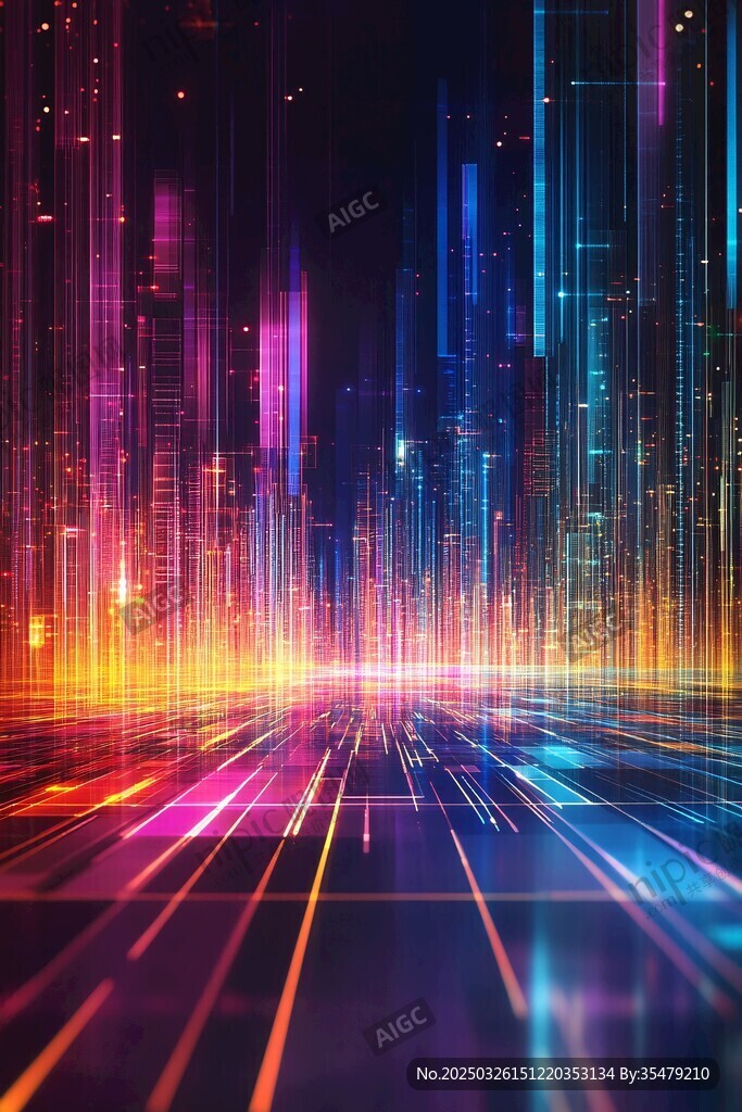 未來科技感的霓虹城市景觀