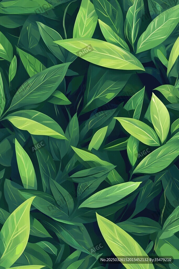 翠綠葉片無(wú)縫背景圖案