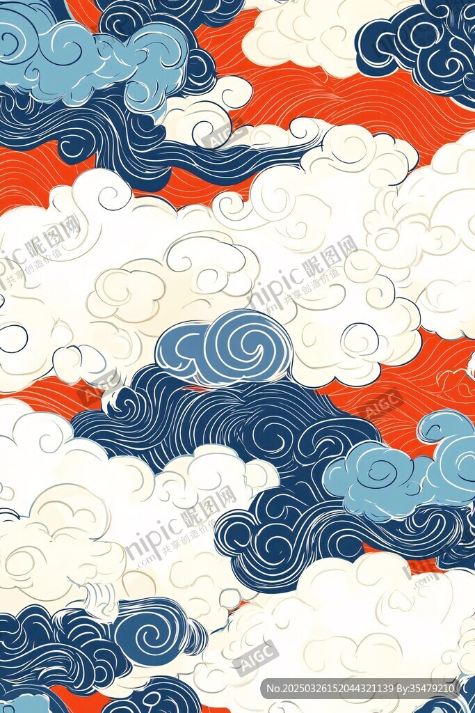 中式云紋海浪圖案設(shè)計(jì)