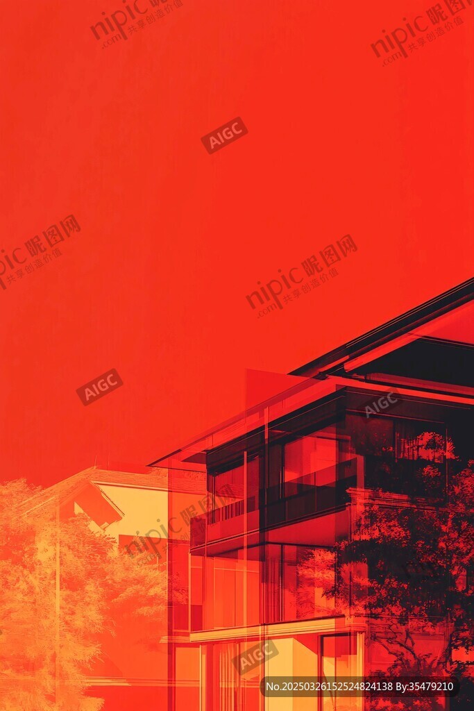 橙紅色調(diào)下的現(xiàn)代建筑景觀