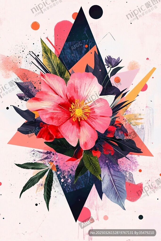 幾何花卉抽象藝術(shù)插畫