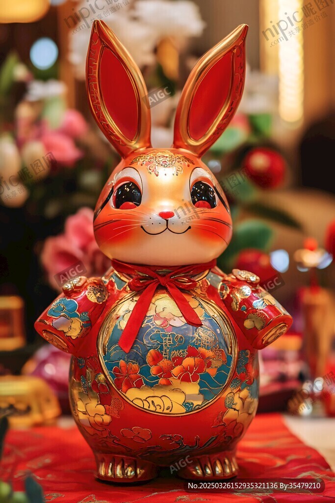 喜慶兔子擺件賀新春佳節