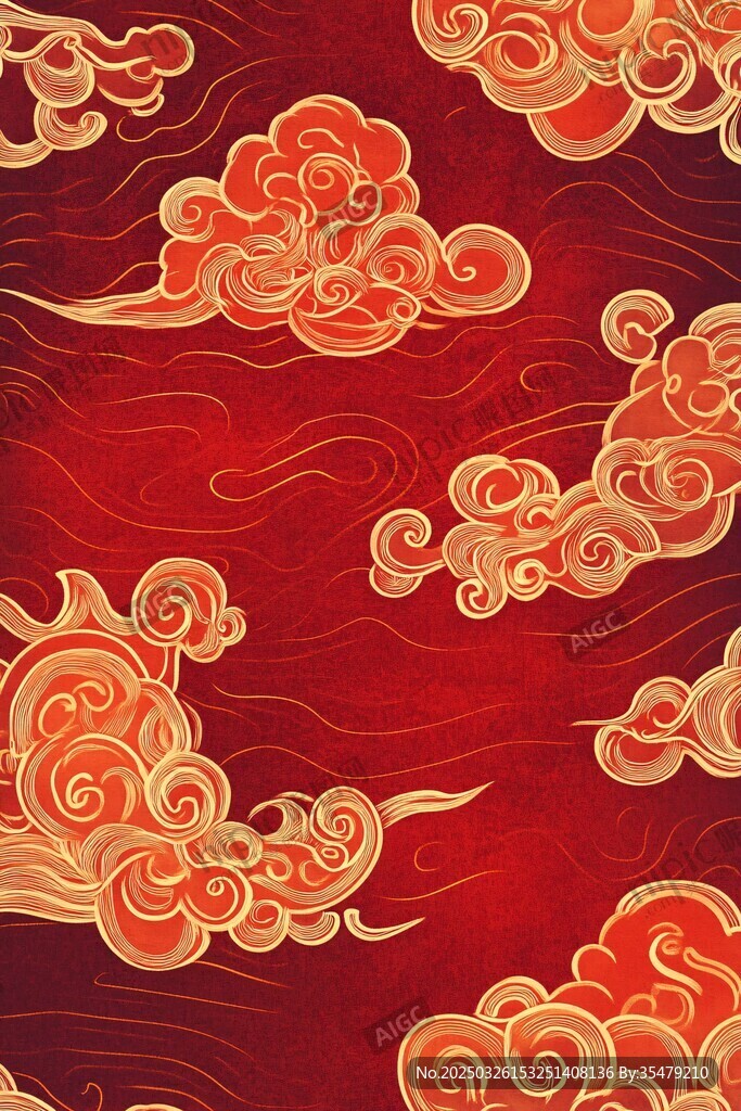 紅色祥云中式傳統(tǒng)圖案