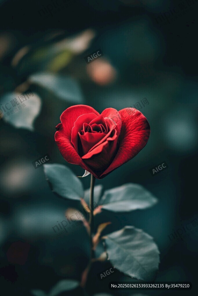 心形紅玫瑰特寫