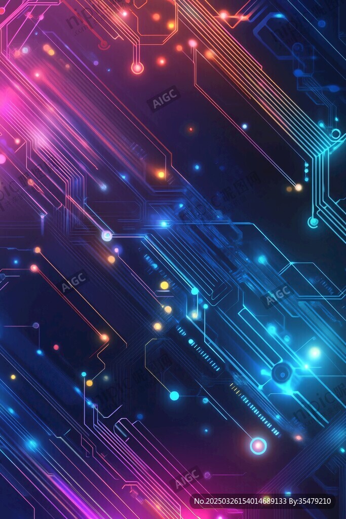 炫彩科技風電路背景圖