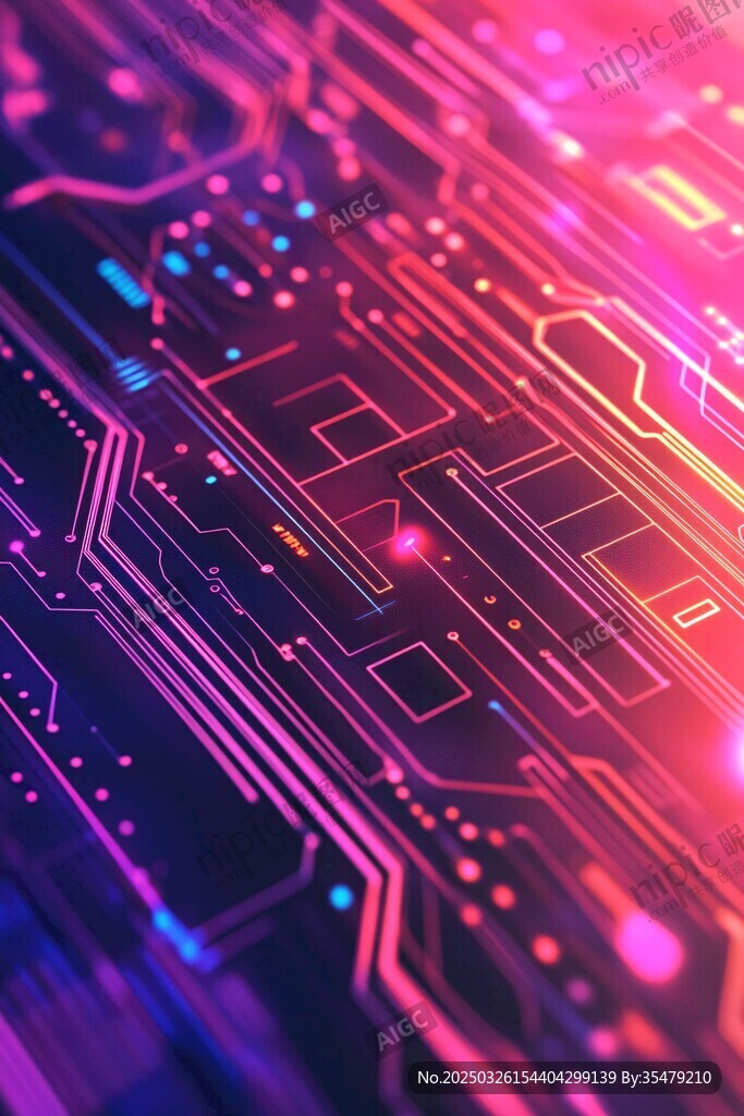 炫彩科技感電路板背景圖