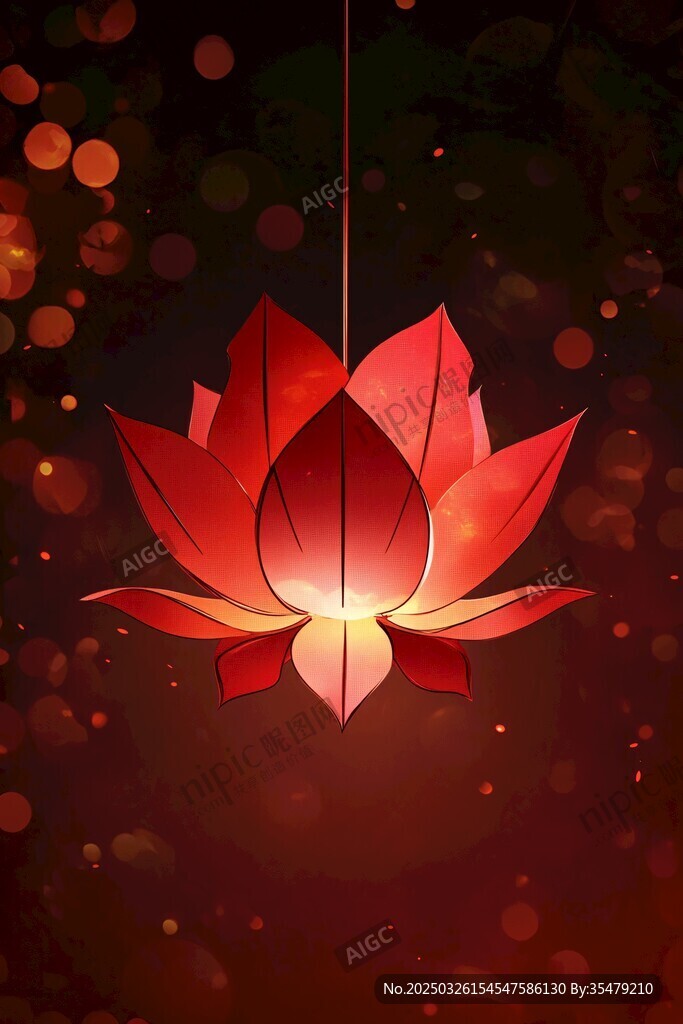 夢幻紅色蓮花燈 熠熠生輝