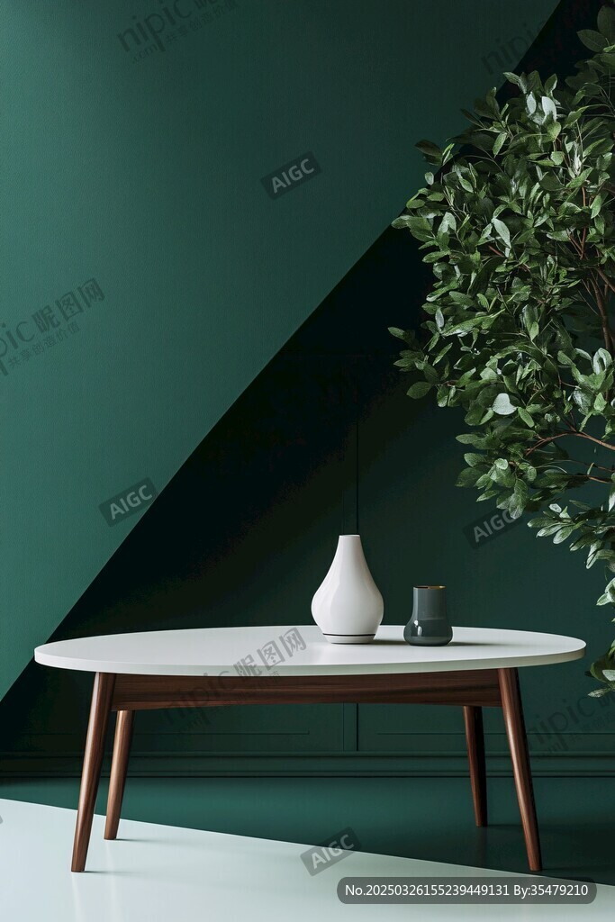 簡約綠墻下的雅致茶幾