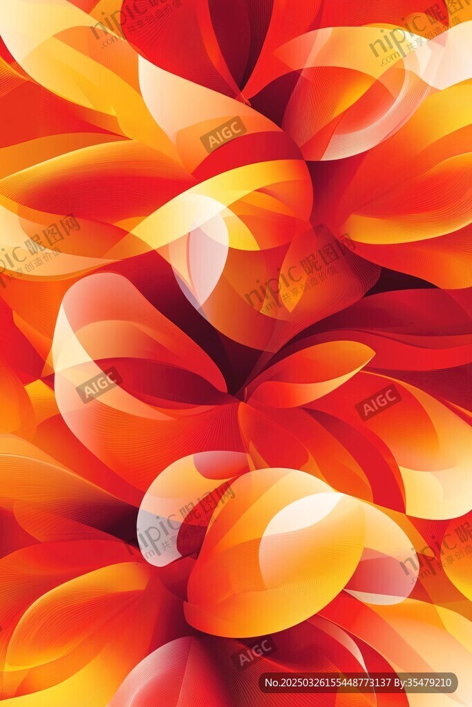 炫彩橙紅色抽象花朵圖案