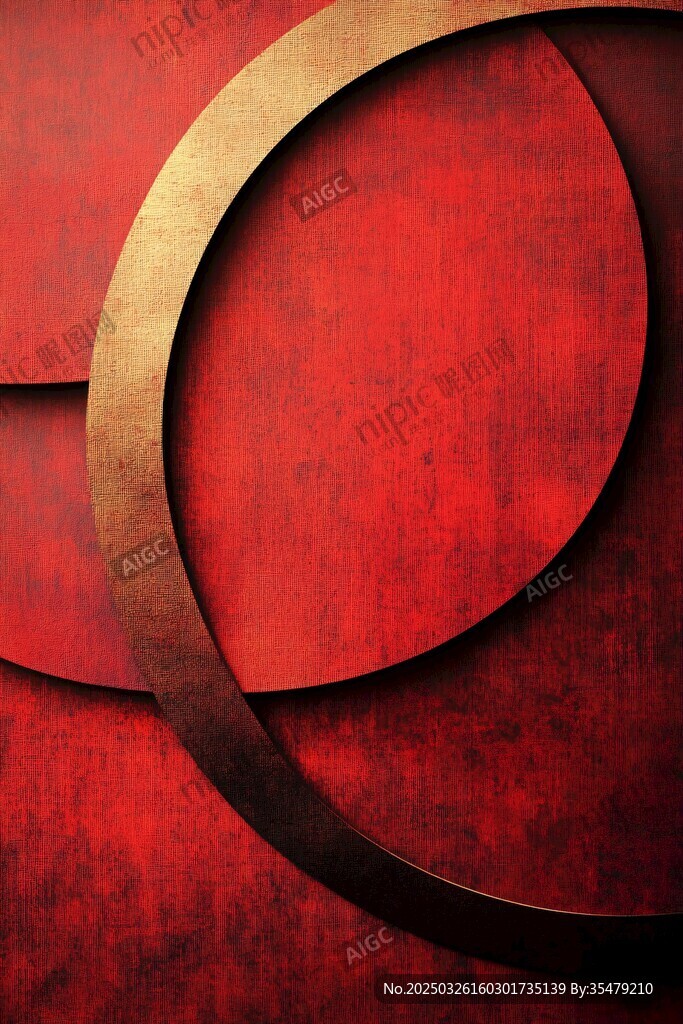 紅色背景上的金屬圓環(huán)圖案