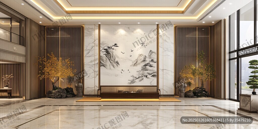 中式大氣豪華大廳設(shè)計