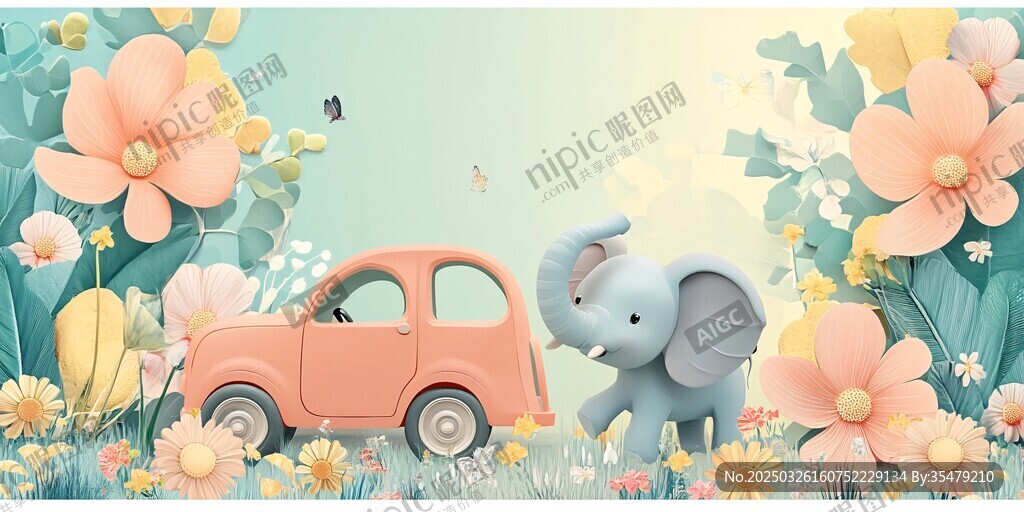 小象與小車的春日花景