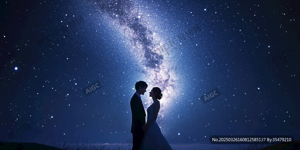 星空下的浪漫新婚剪影