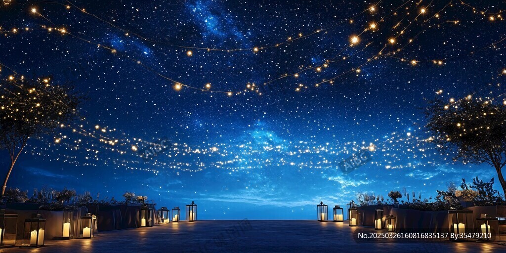 夢(mèng)幻星空下的浪漫戶外場(chǎng)景