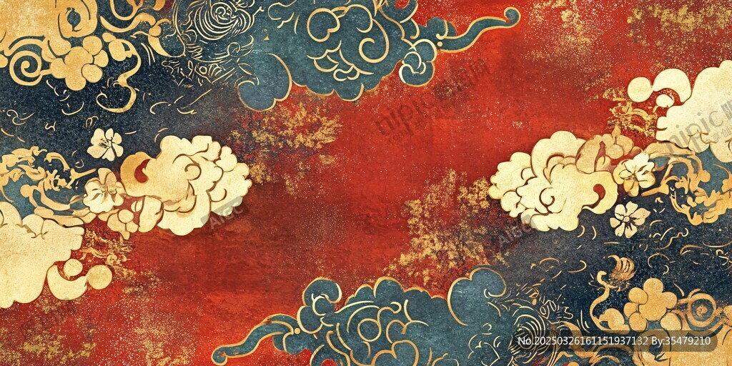 中式古典云紋祥瑞背景圖