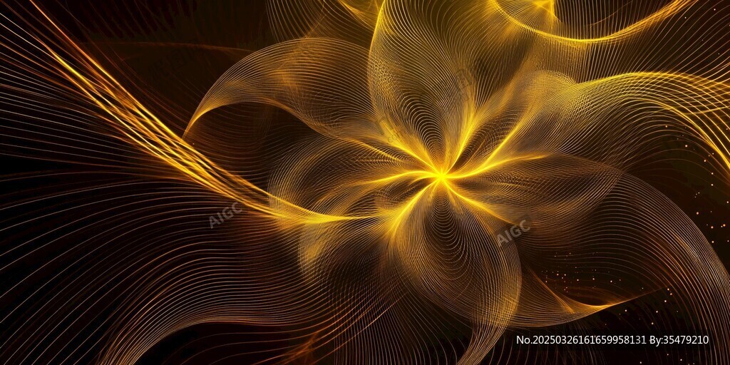 金色夢幻炫光花朵背景圖