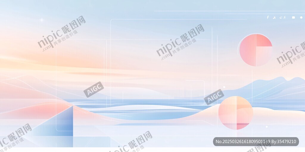 夢(mèng)幻漸變天空下的山海景