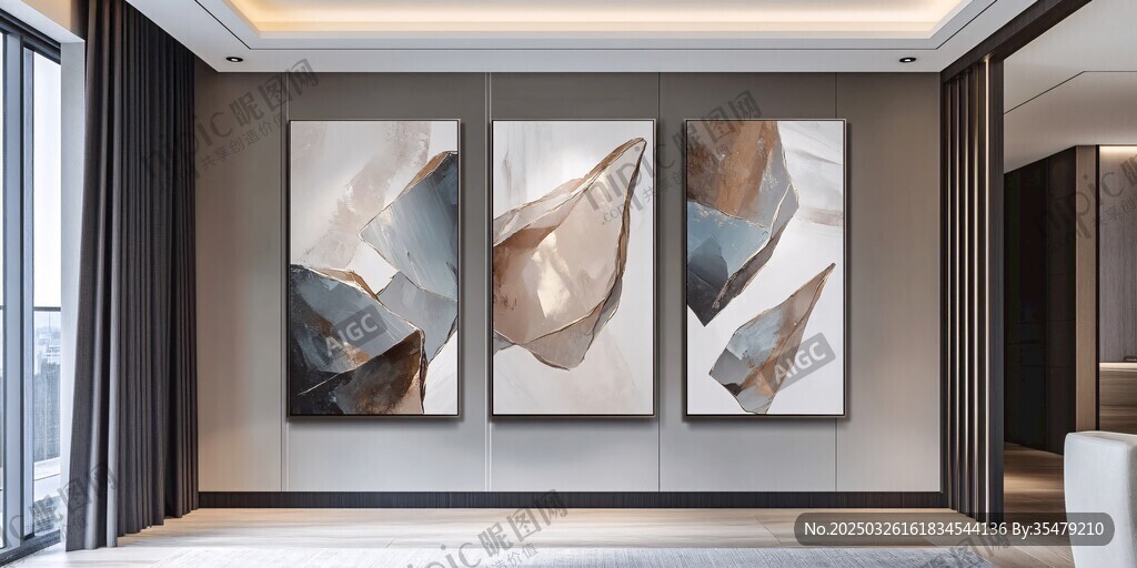 現(xiàn)代客廳抽象藝術(shù)掛畫展示