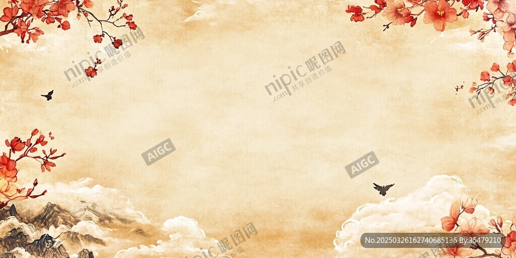 中式花鳥(niǎo)山水古風(fēng)背景圖