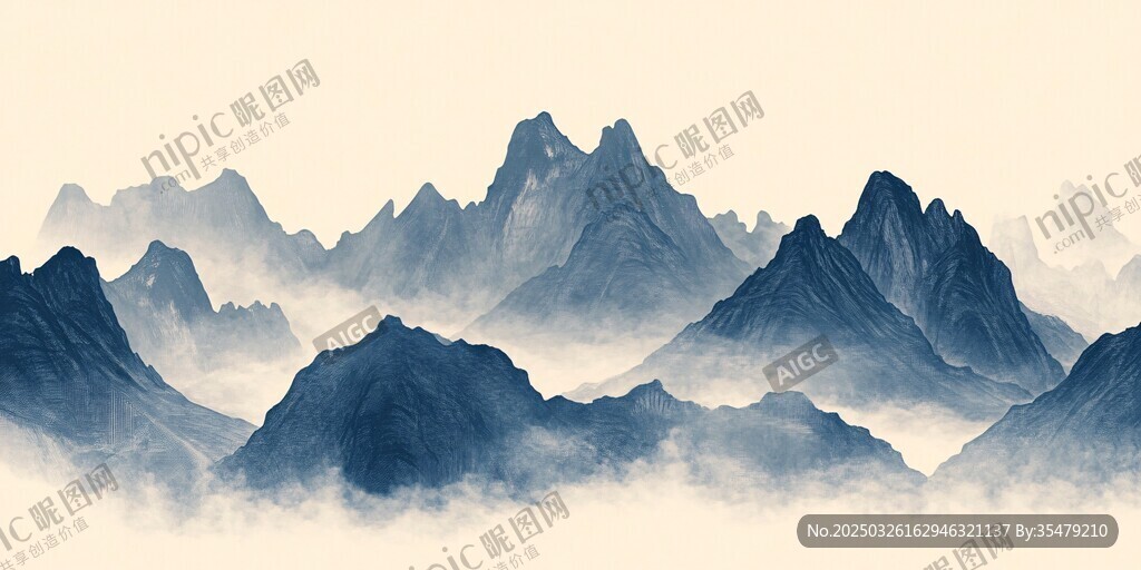水墨群山間 云霧繞峰巒