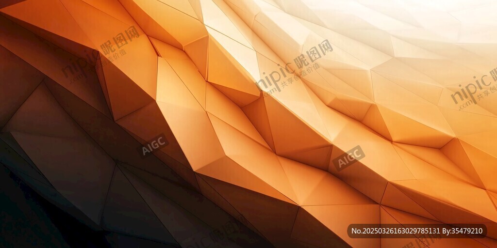 橙黃立體幾何抽象背景圖