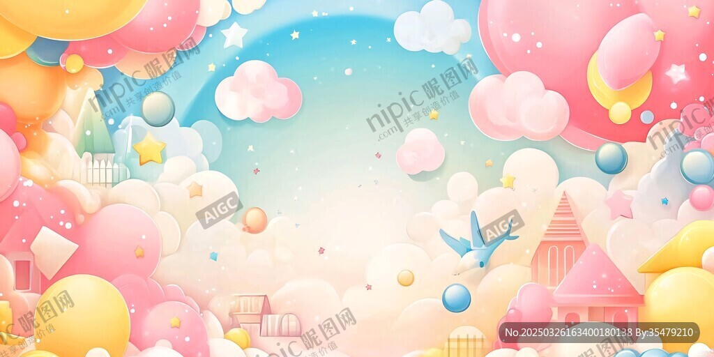 夢(mèng)幻童話風(fēng)彩色氣球場(chǎng)景