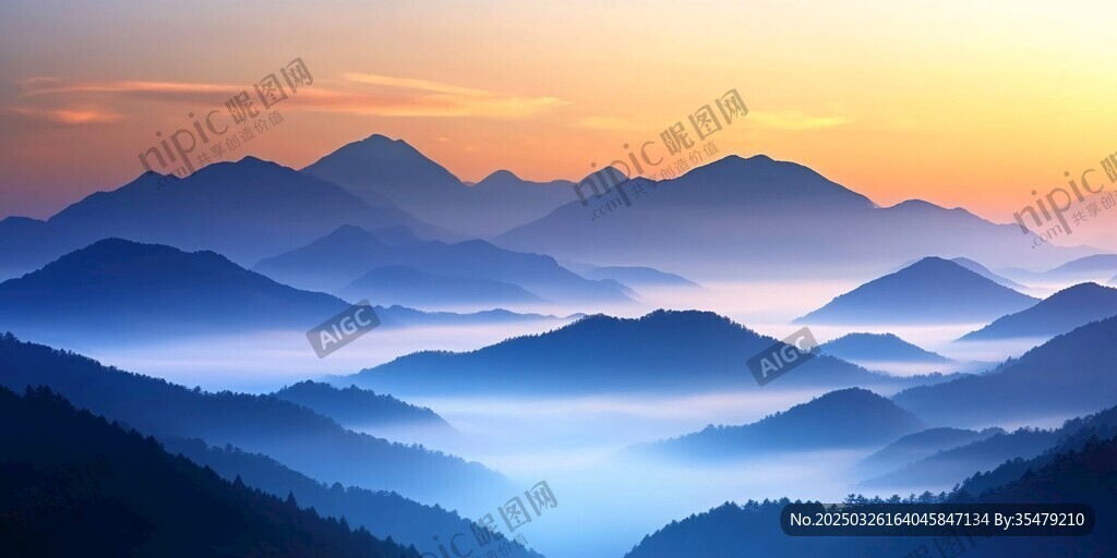 壯麗山景映于絢爛黃昏