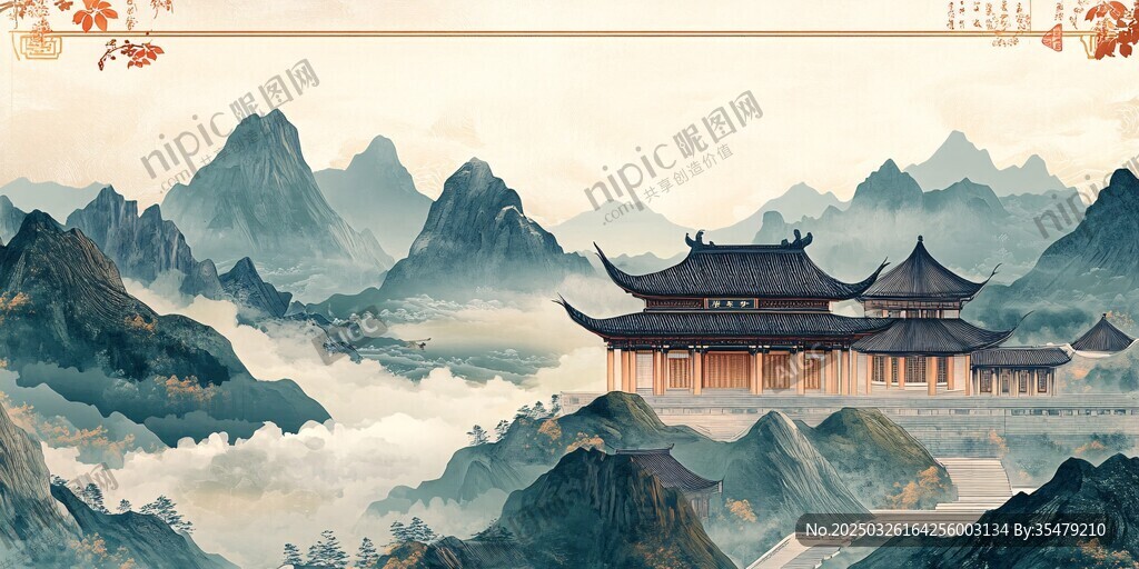 古風山水間的中式建筑
