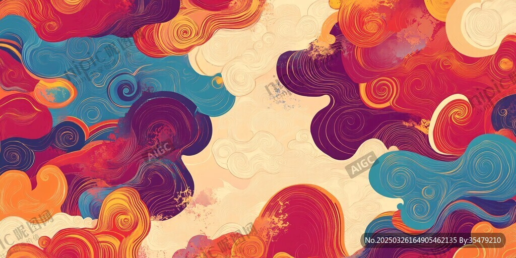 夢幻多彩云紋抽象藝術圖案