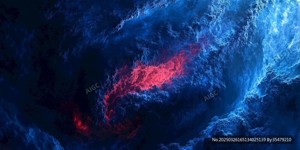 夢幻紅藍交織的宇宙云景