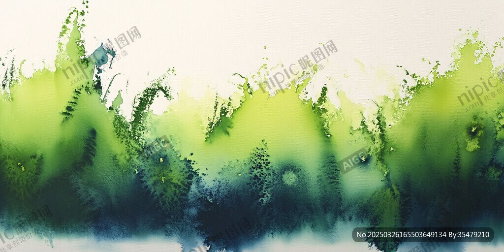 夢幻綠意水墨風景