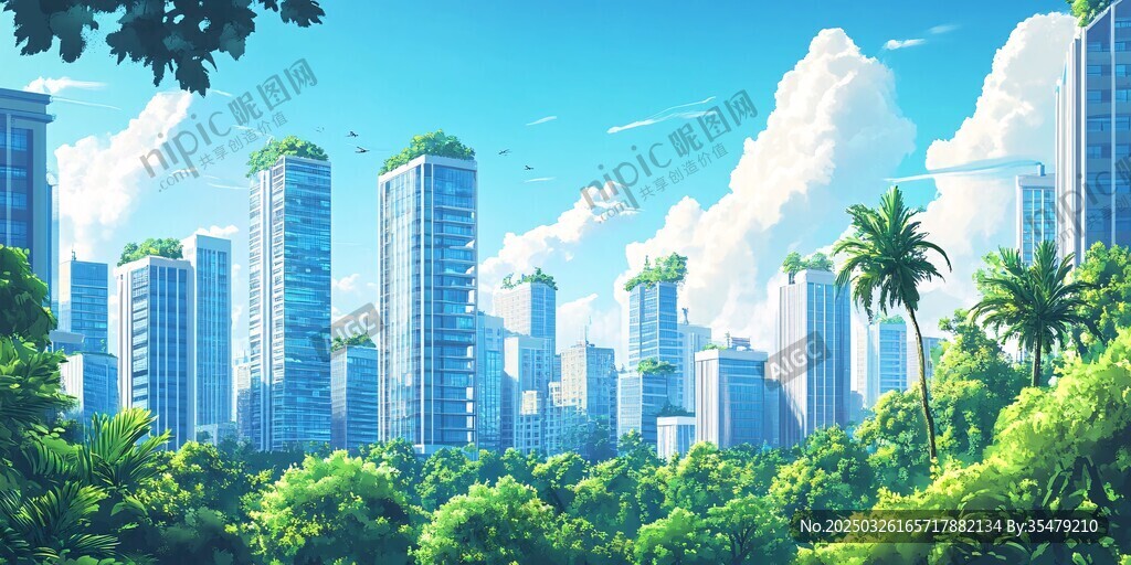 綠色都市 森林與高樓的融合