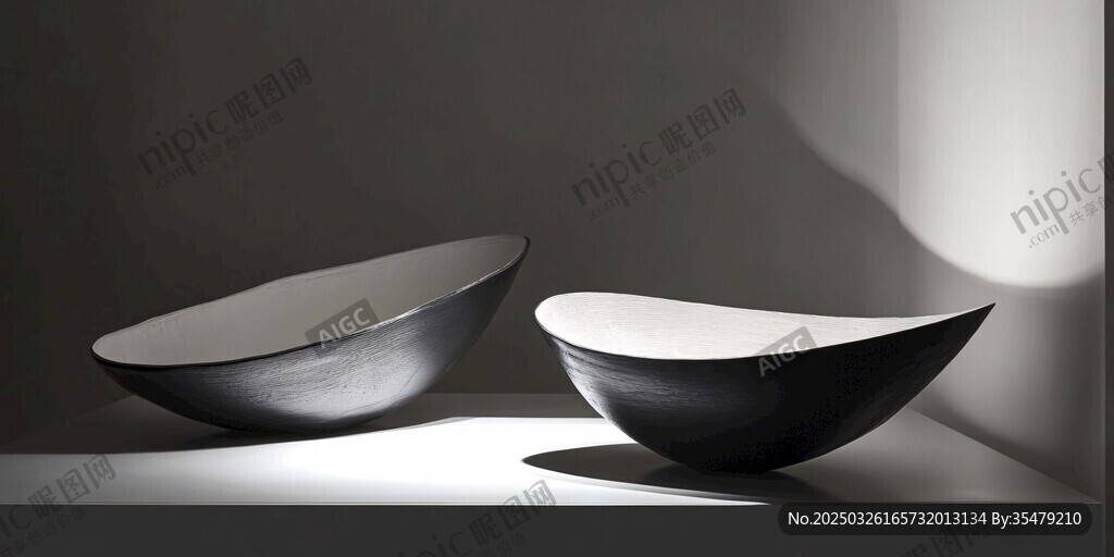 簡約黑白陶瓷碗藝術(shù)展示