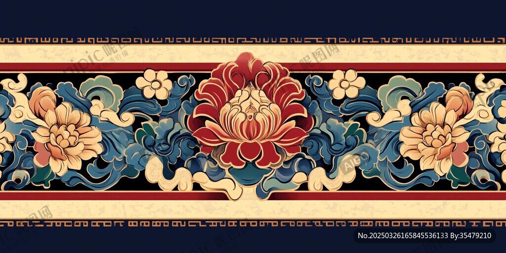 傳統中式花卉紋飾圖案