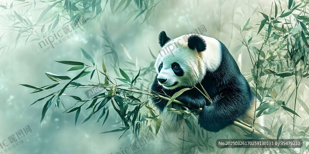 竹林中憨態可掬的大熊貓