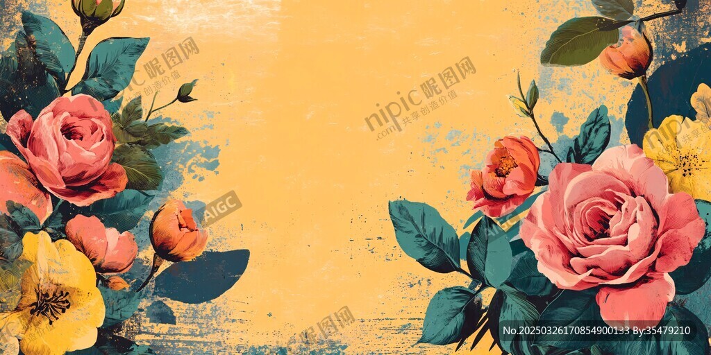 復(fù)古花卉背景圖