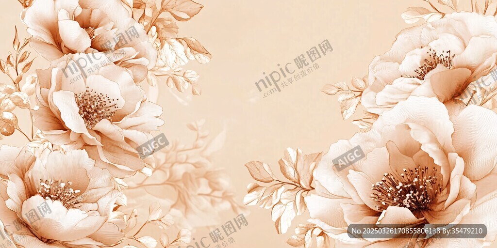 米色調(diào)浪漫花卉背景圖