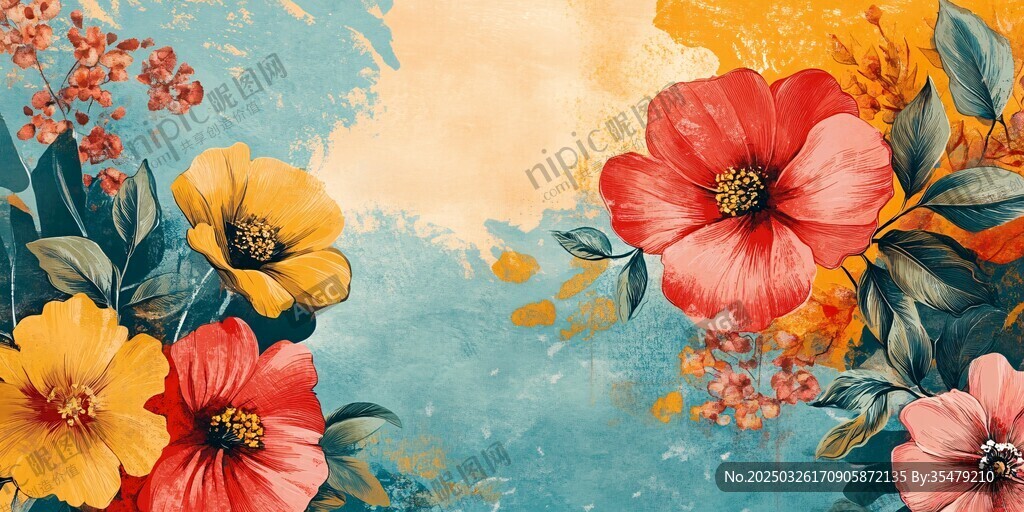 絢麗花卉背景圖