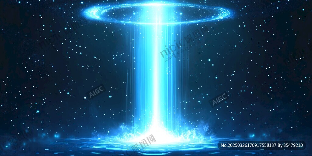 藍色科幻光柱宇宙場景