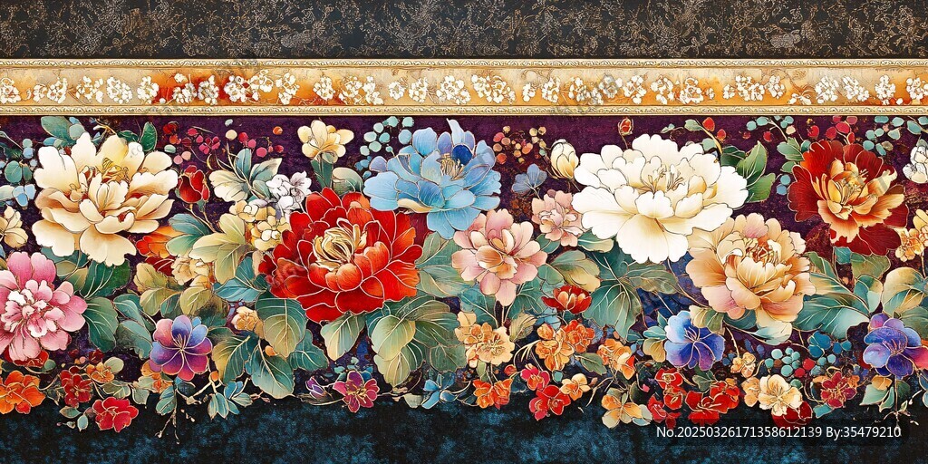 繁花似錦中式花卉圖案