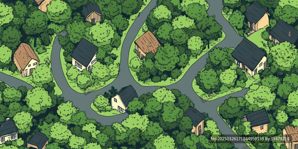 鄉村綠蔭環繞的寧靜民居