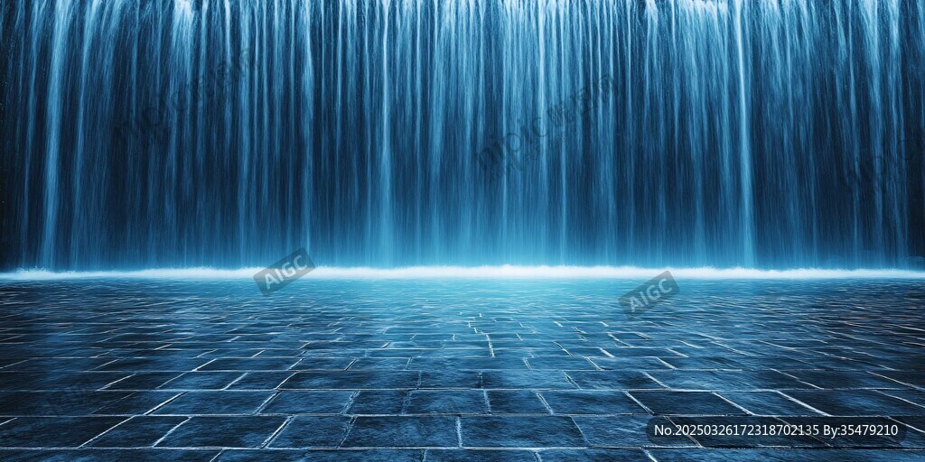 夢幻藍色水幕背景場景