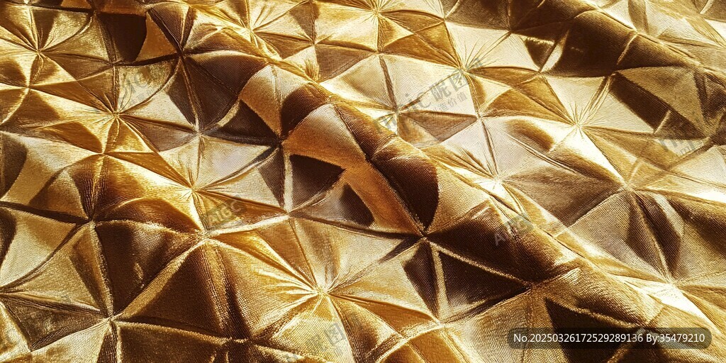 金色幾何紋理面料特寫