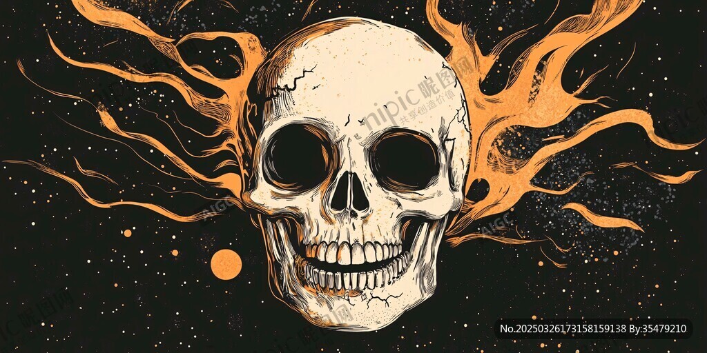 火焰骷髏頭 暗黑酷炫插畫